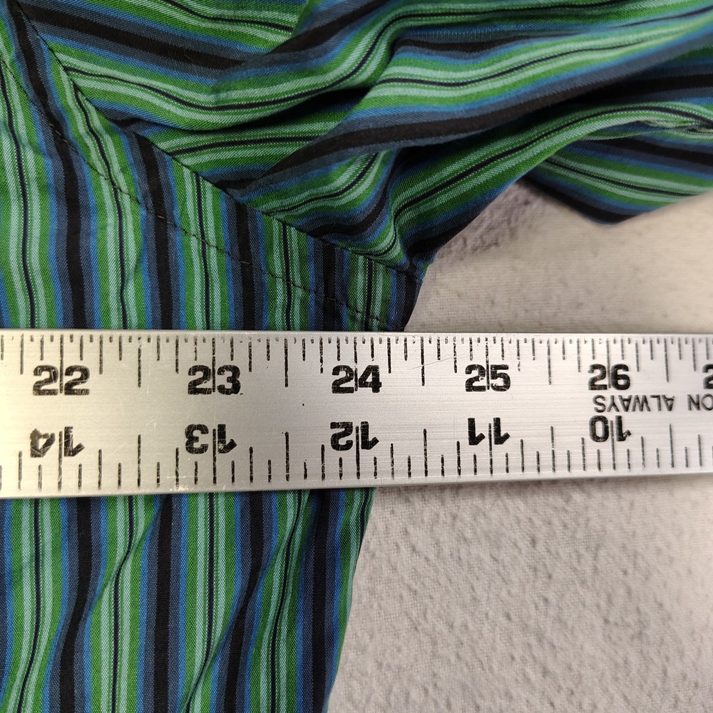 GAP Button Down Shirt Mens L Green Blue Striped Fitted Premium 100% Cotton - Picture 9 of 11